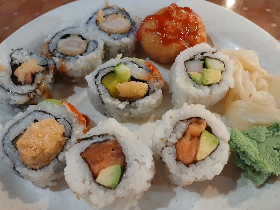 Seafood buffet spread with crab and oysters.